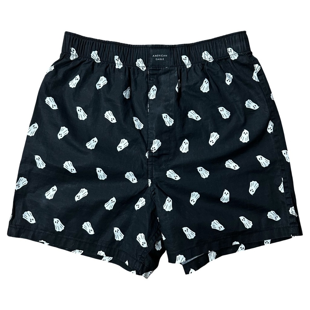 American Eagle XS Black Boxer Shorts Ghost Print Size 26–28
